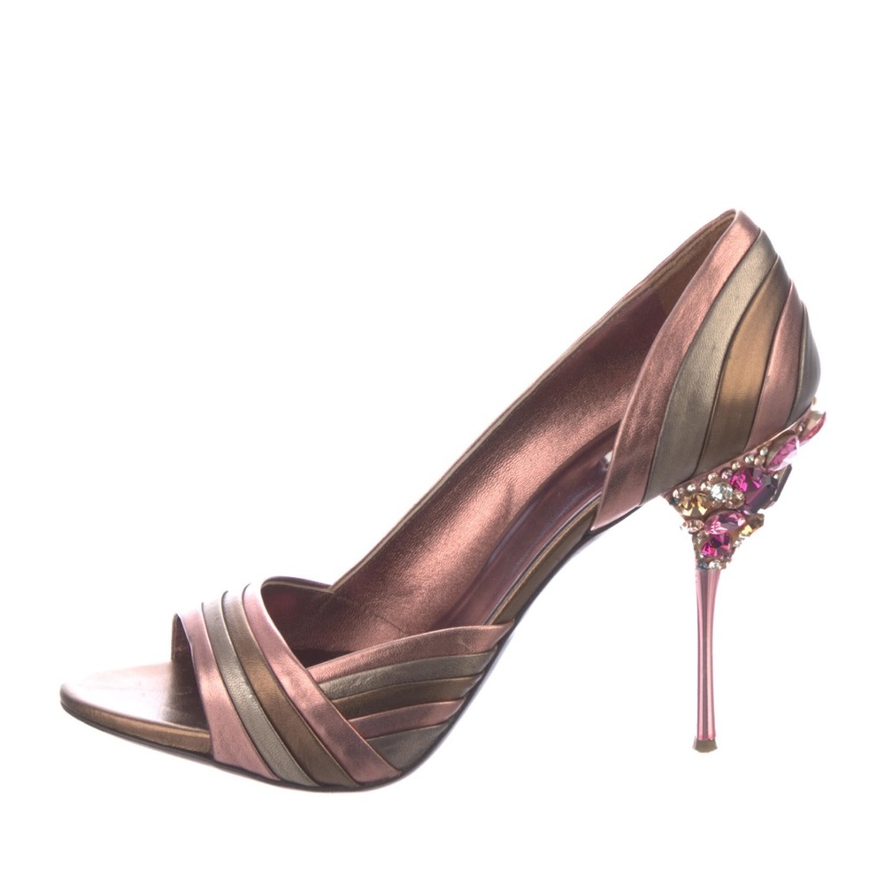 Miu Miu Pink and Brown High-Heeled Pumps